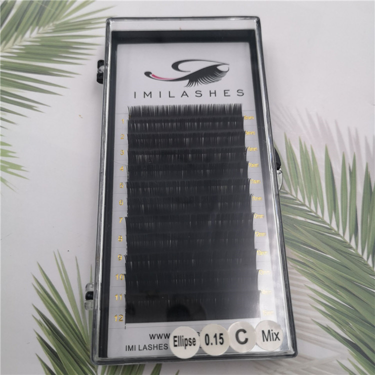 Wholesale cluster ellipse flat eyelashes for lash bar-V